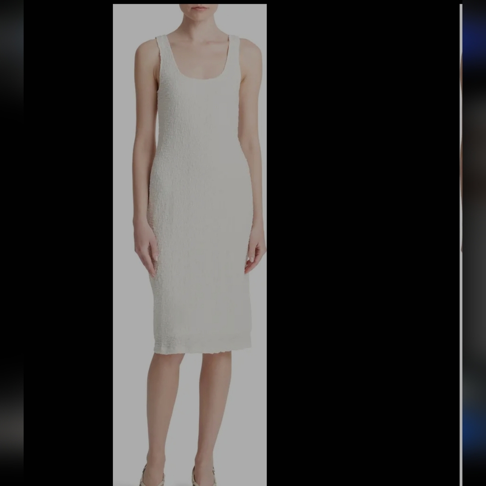 VINCE NWT cream lined cotton knit pencil sheath dress size medium - Picture 3 of 13